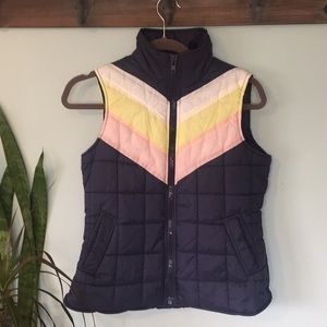 Retro puffy vest, navy blue, size M